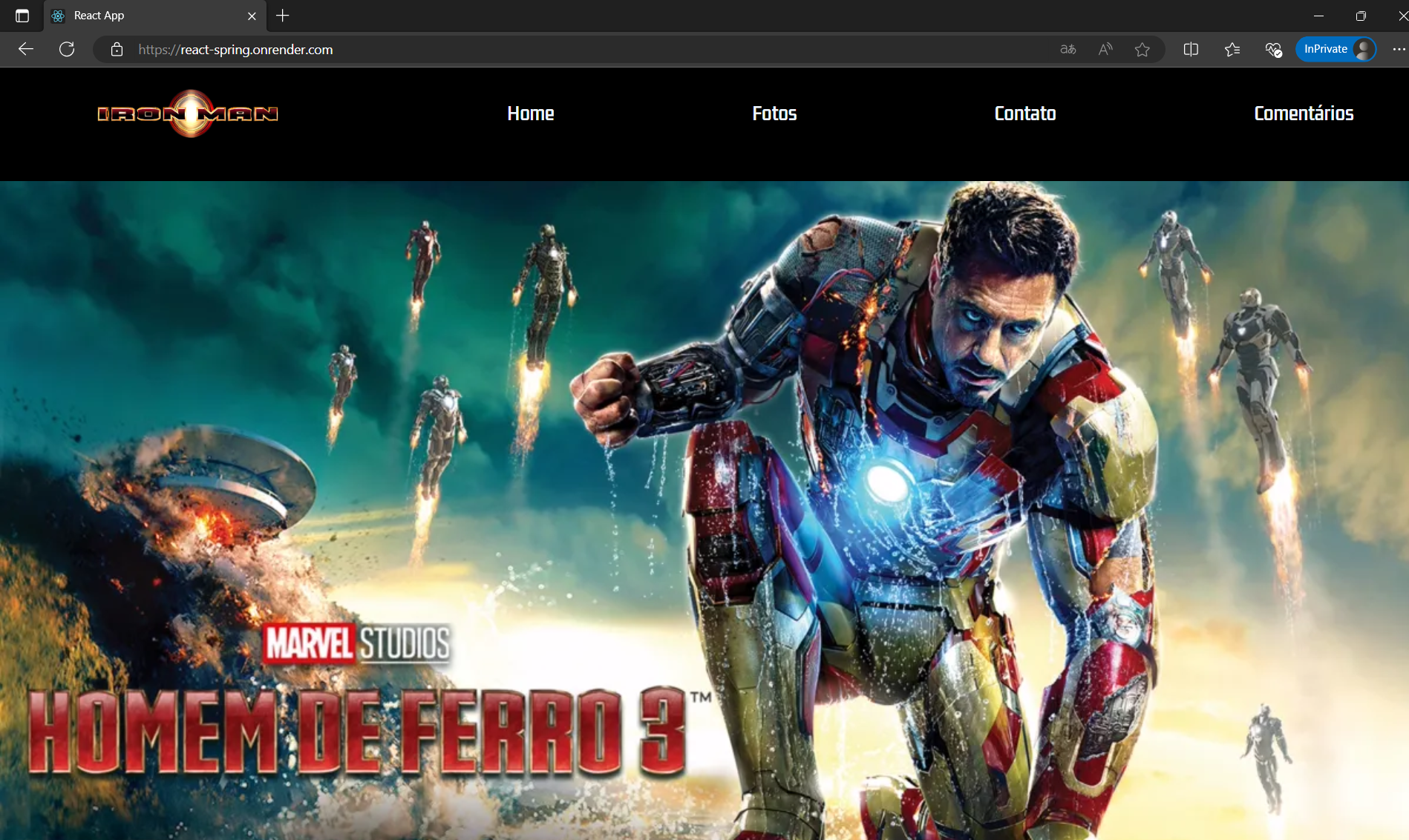 Site do Homem de Ferro 3 (Spring)