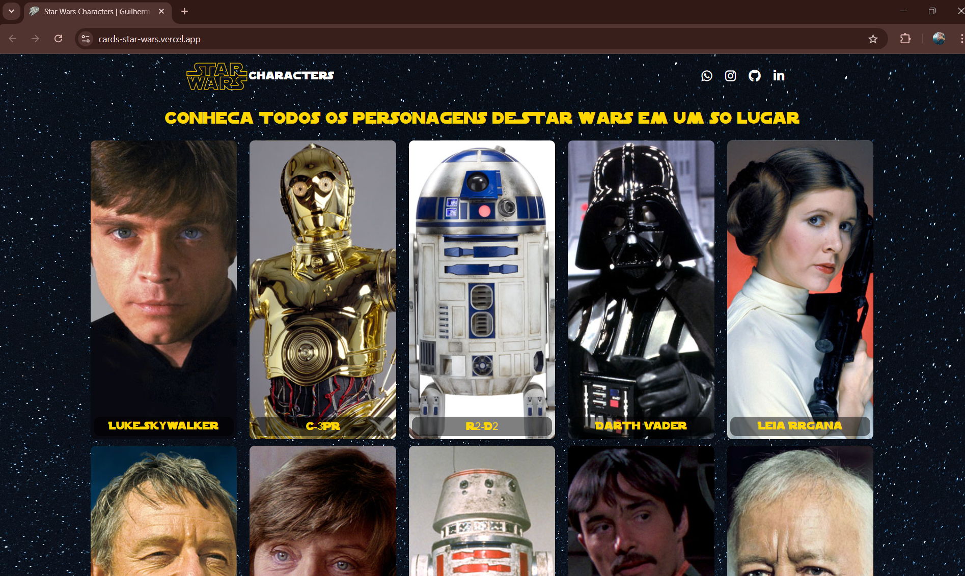 Site de Cards Star Wars
