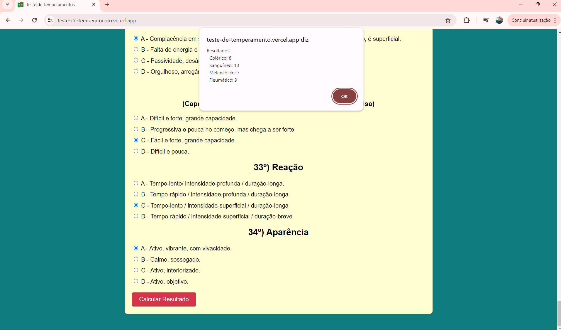 Teste de Temperamentos